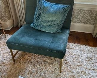 Mitchell Gold and Bob Williams green leather chair 1 of 2