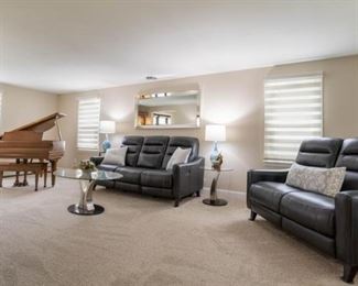 New! Leather Sofa and Loveseat. Power neck, lumbar and recliner. Firm and comfortable.