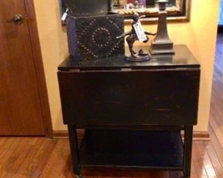 Black Distressed Drop-Leaf Table