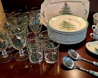 Spode Christmas set, including glasses