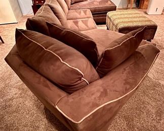 Chocolate Brown Sectional Sofa Shown with Leopard Ottoman
