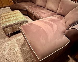 Chocolate Brown Sectional Sofa Shown with Leopard Ottoman