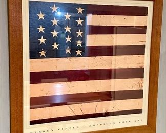 Warren Kimble American Folk Art Flag, Framed