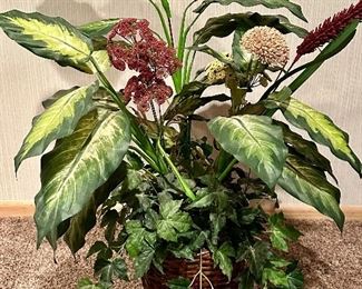 Faux Floral with Basket Planter