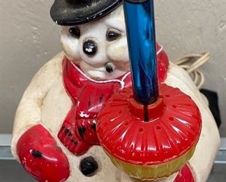 Vintage Lighted Christmas Snowman with Bubble Light