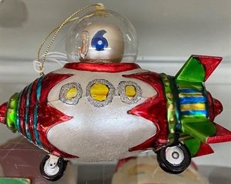 Glass Rocketship Ornament