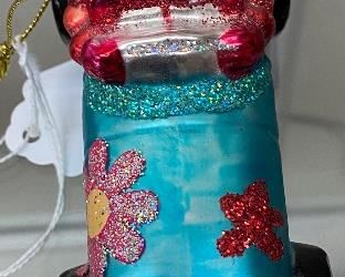 Glass Car Driving Robot Ornament