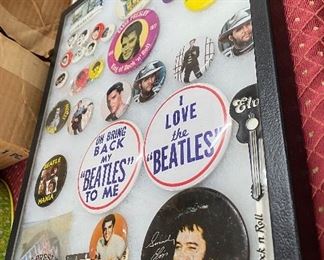 Flat of Beatles and Elvis Pinback Buttons