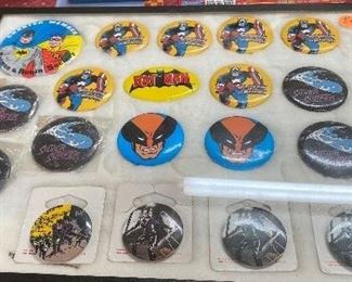 Flat of Superhero Pinback Collectibles