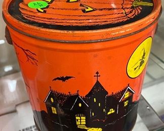 Vintage Tin Lithograph Halloween Bucket