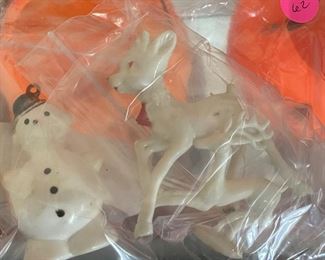 Vintage Christmas Deer and Snowman Figures