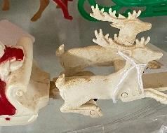 Vintage Santa with Reindeer Sled Figure