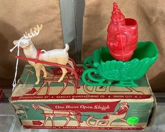 Vintage Santa One Horse Open Sleigh with Original Box