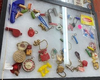 Flat of Vintage Figural Keychains