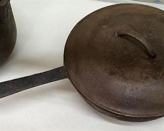 Early Cast Iron Pan with Handle Stamp 