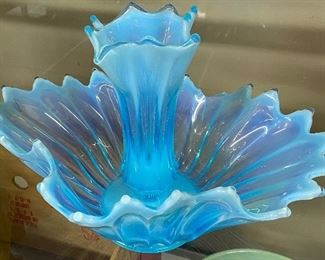 Blue Opalescent Art Glass
