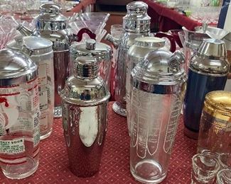 Multiple Vintage Cocktail Shakers