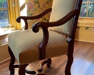 Pair of Queen Anne-Style Upholstered Host Chairs. Photo 3 of 3.