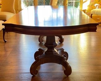 Vintage Oak Dining Table. Measures 60 - 100" L x 44" W with two 20" Leaves. Has 26" clearance. Photo 1 of 5.