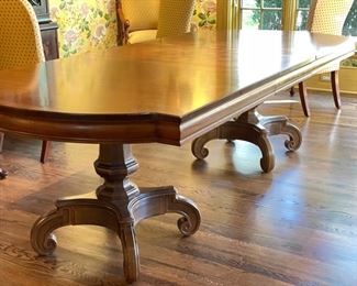 Vintage Oak Dining Table. Measures 60 - 100" L x 44" W with two 20" Leaves. Has 26" clearance. Photo 2 of 5.