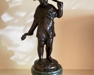 Bronze Figurine Mounted on Granite. Photo 1 of 4.