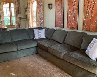 Pearson Forest Green Sectional Sofa. Measures 124" L x 40" D x 98". Photo 1 of 4.