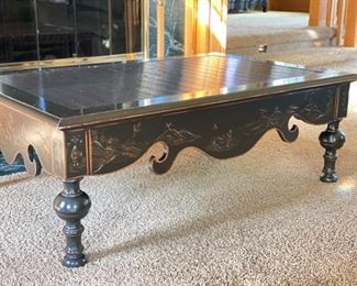 Ebony Chinoiserie Cocktail Table. Measures 36" x 55" x 20" H. Photo 2 of 4.
