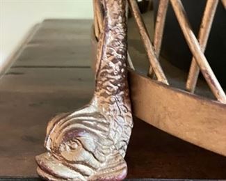 Gilt Planter with Fish Feet & Faux Fern. Photo 2 of 2.