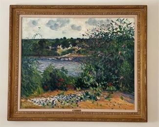 Gaston Sebire, "Paysage a Lezardrieux," oil painting on Canvas. Canvas Measures 38.5" x 31.25". Photo 1 of 3.