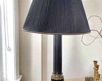 Ebony Grecian Column-Style Table Lamp. Measures 33" H to Finial. Photo 1 of 3.