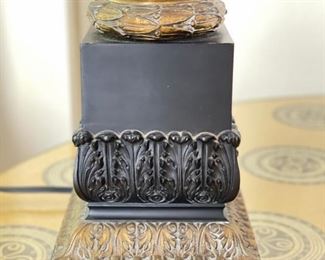 Ebony Grecian Column-Style Table Lamp. Measures 33" H to Finial. Photo 2 of 3.