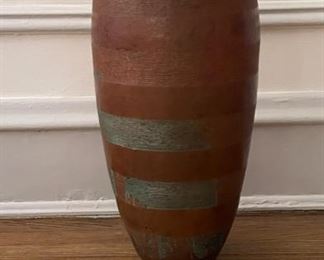 Decorative Tall Ceramic Vase Signed By Artist. Photo 2 of 3.