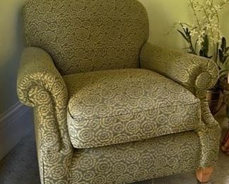 Green Upholstered Club Chair. Measures 36” W x 38” D. Photo 1 of 3.