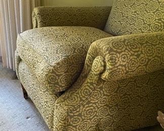 Green Upholstered Club Chair. Measures 36” W x 38” D. Photo 2 of 3.