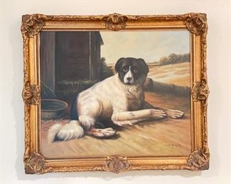 M. Morgan, "Recumbent Dog," Oil on Canvas. Signed by Artist. Photo 1 of 2.