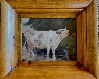 Steer acrylic on canvas. Measures 9.5" x 7.5".