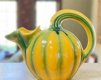 Vintage Ceramic Squash Shaped Pitcher Majolica Made In Italy.