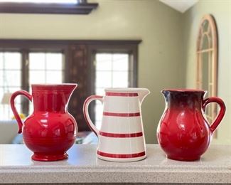 Red Pitcher & Red & White Strip Pitcher.