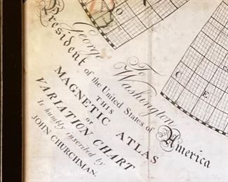 John Churchman Magnetic Atlas or Variation Chart inscribed "For George Washington." Measures 24" x 24". Photo 3 of 4.
