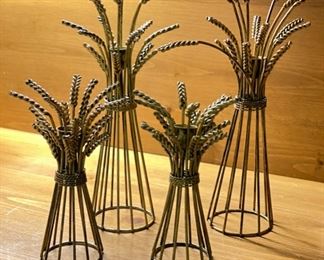 Set of 4 Sheaf of Wheat Candleholders. Photo 1 of 2.
