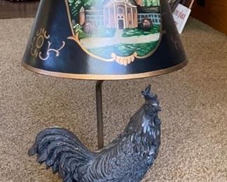 Rooster Lamp with Decorative Shade.