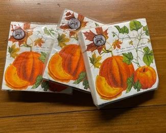Sample of Michel Design Works Fall Themed Cocktail Napkins.