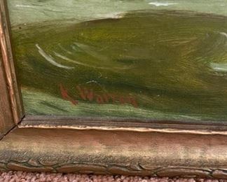 Great Egret Oil Painting signed K. Warrell. Measures 15.5" W x 38" H. Photo 2 of 2.