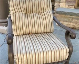 Brown Jordan Wrought Iron Chair with Sunbrella Cushions - 4 Available.