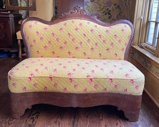 Antique Settee. Measures 45" W x 24" D x 17" Seat Height. Photo 1 of 3.