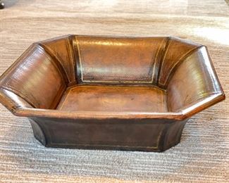 Leather Bowl. Measures Approximately 18" x 18".