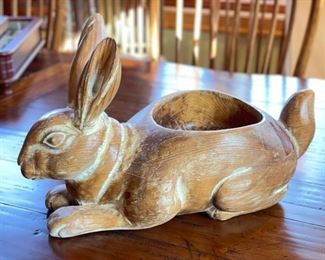 Carved Wood Bunny Planter. Photo 1 of 2.