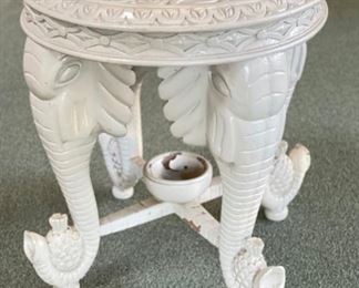 Vintage Lacquered Carved Elephant Stool in The Style of Gampel Stoll. Photo 1 of 3.