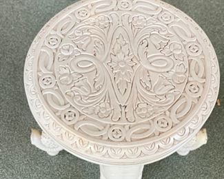 Vintage Lacquered Carved Elephant Stool in The Style of Gampel Stoll. Photo 2 of 3.