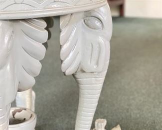 Vintage Lacquered Carved Elephant Stool in The Style of Gampel Stoll. Photo 1 of 3.